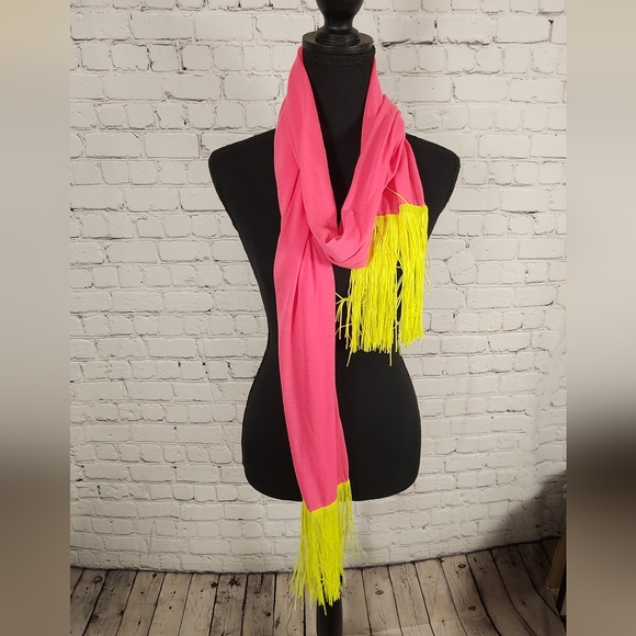 Accessories - Pink Scarf with Yellow Fringe